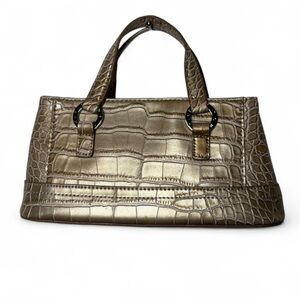 Tommy Hilfiger Crocodile Embossed Small Shoulder Bag Cream Gold